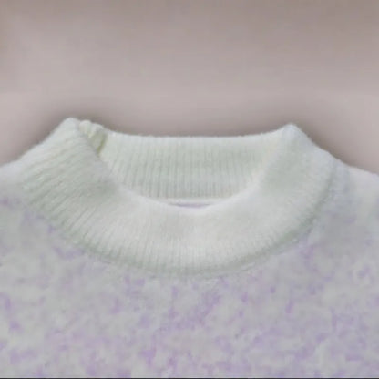 Sweater De Niña Tejido Cuello Alto Suéter Caliente Polerón Lila 8520 De Punto 130