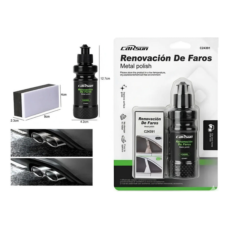 Kit Pulidor De Metal Carsun Restaurador Metal /pieza Cromada Negro C24391