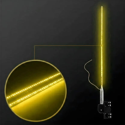 X2 Antena Tipo Látigo Con Luz Led 100cm 12v + Control Modos Dorado 81-17d