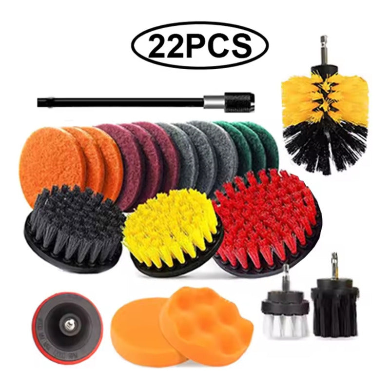22pcs De Limpieza Cepillo Para Taladro + Esponja Lavado Auto