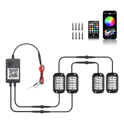 Kit Luz De Chasis 3d 36led Rgb Bluetooth Control 12v Tunning