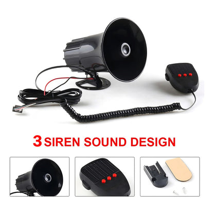 Bocina Policial Sirena Carabinero 3 Tonos Megafono 30w 12v