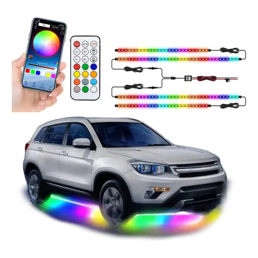 Kit Luz Chasis Arcoiris Bluetooth App+control Remoto Auto