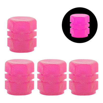 Set X4 Tapa Válvula Flúor Auto Moto Bici Universal Luminosa