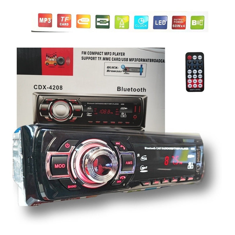 Radio De Auto 1 Din Bluetooth Usb Mp3 Microsd Auxiliar