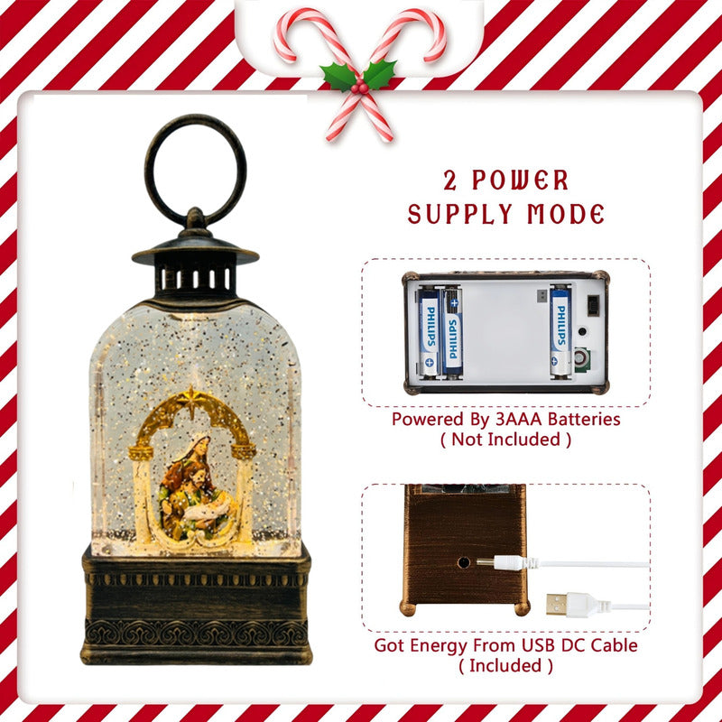 Farol Navideño Con Luz Led Música Lámpara Navidad Pesebre