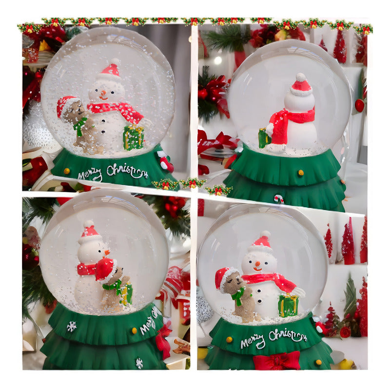 Bola De Nieve Esfera Cristal Navidad Luz Música Decora Chica