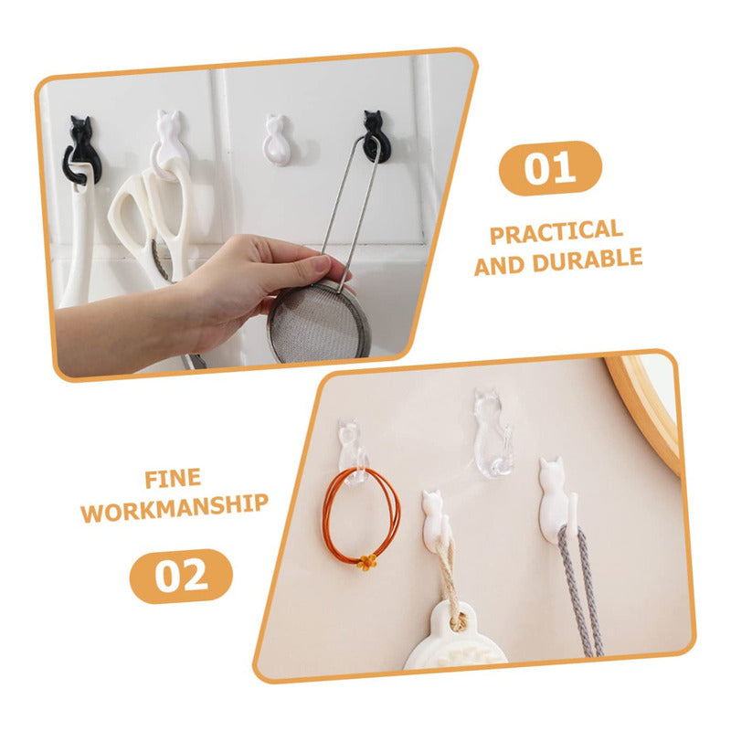 X6 Gancho Colgador Adhesivo De Gatitos Perchero Baño Cocina