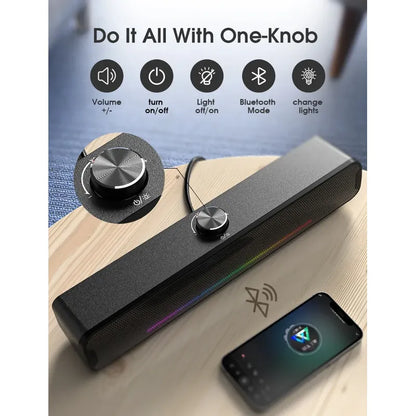 Parlante Bluetooth Onikuma L16 Barra De Sonido Con Luzb Rgb Negro L16