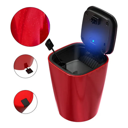 Cenicero Con Luz Led Y Tapa Abre Fácil Monedero Auto Casa Rojo Yd-01