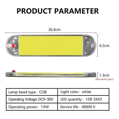 Luz De Techo Interior Led Cob Auto Universal 12-24v 142977