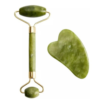 Rodillo Jade Masaje Facial Linfático + Piedra Gua Sha /r&c
