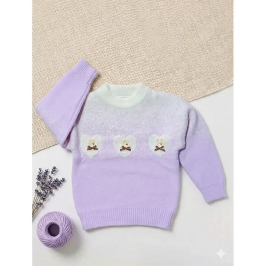 Sweater De Niña Tejido Cuello Alto Suéter Caliente Polerón Lila 8520 De Punto 150