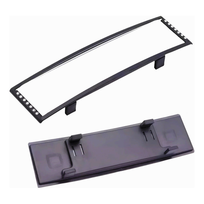 Espejo Retrovisor Curvo Adaltable 27cm Cristal Visión Panorá Negro Cristal
