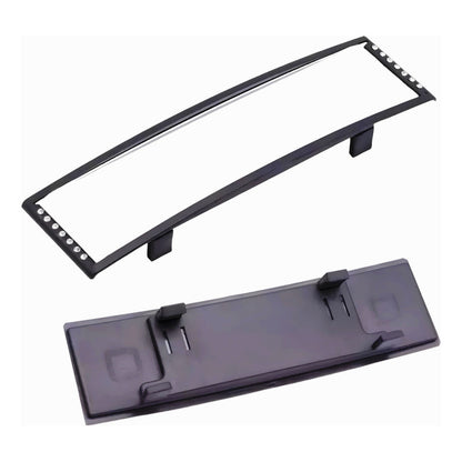 Espejo Retrovisor Curvo Adaltable 27cm Cristal Visión Panorá Negro Cristal
