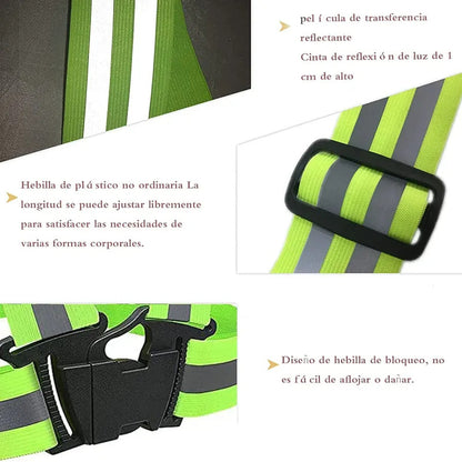 Arnes Reflectante D Seguridad Chaleco Bici Deporte Ajustable Único Verde Reflectante