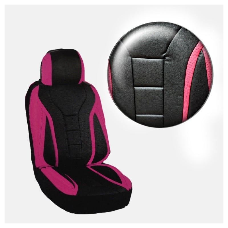Set Funda Cubreasiento 100% Eco Cuero Acolchado Bolsillo R&c