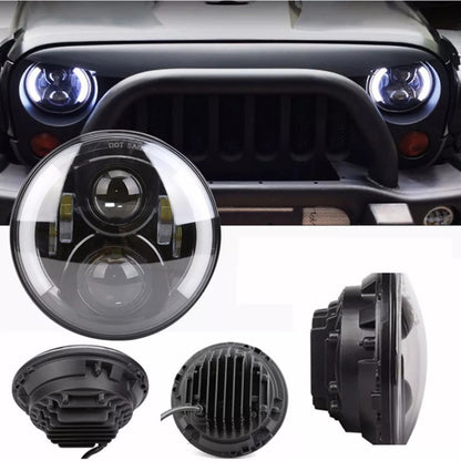 X2 Foco Jeep 7 Pulgadas Ojo De Angel Bicolor Lateral Led R&c