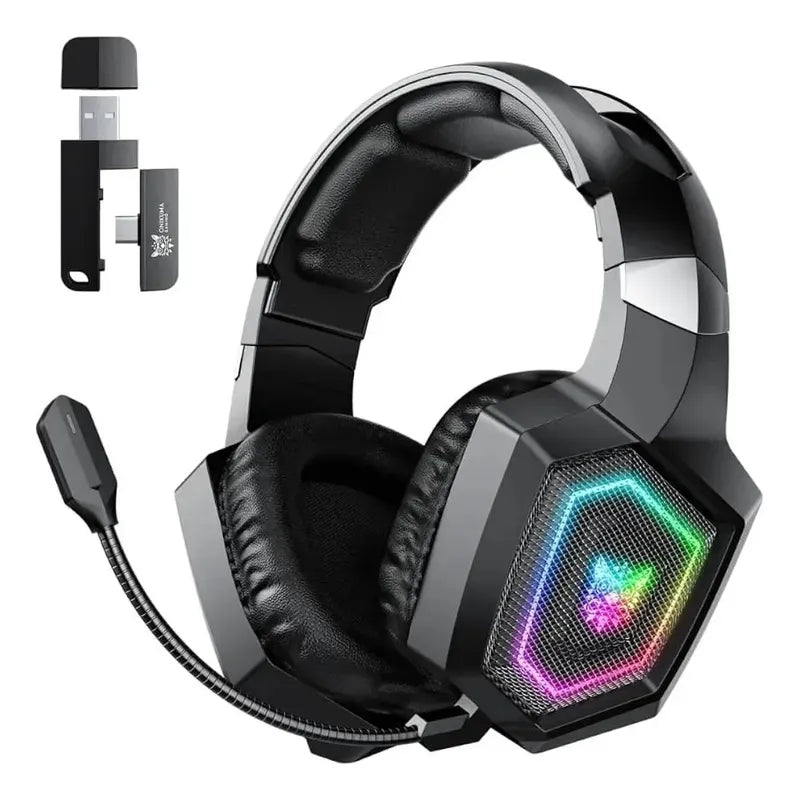 Auriculares Gamer Inalámbricos Onikuma Bluetooth Gt806 Con Luz Led Color Negro