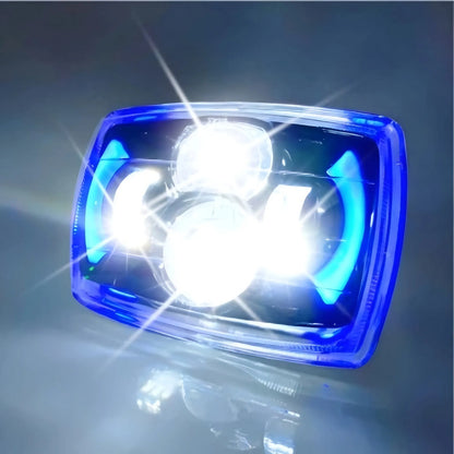 Foco Óptico Led Rectangular Con Drl Luz Diurna Auto Moto Cables Blanco/azul D0051 Blanco Frio / Azul