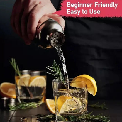 Set Coctelera Con Filtro 550ml + Jigger Medidor 20/40ml Plateado