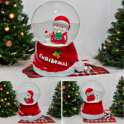 Esfera De Cristal Navideña Con Luz Mini Bola De Nieve 7cm