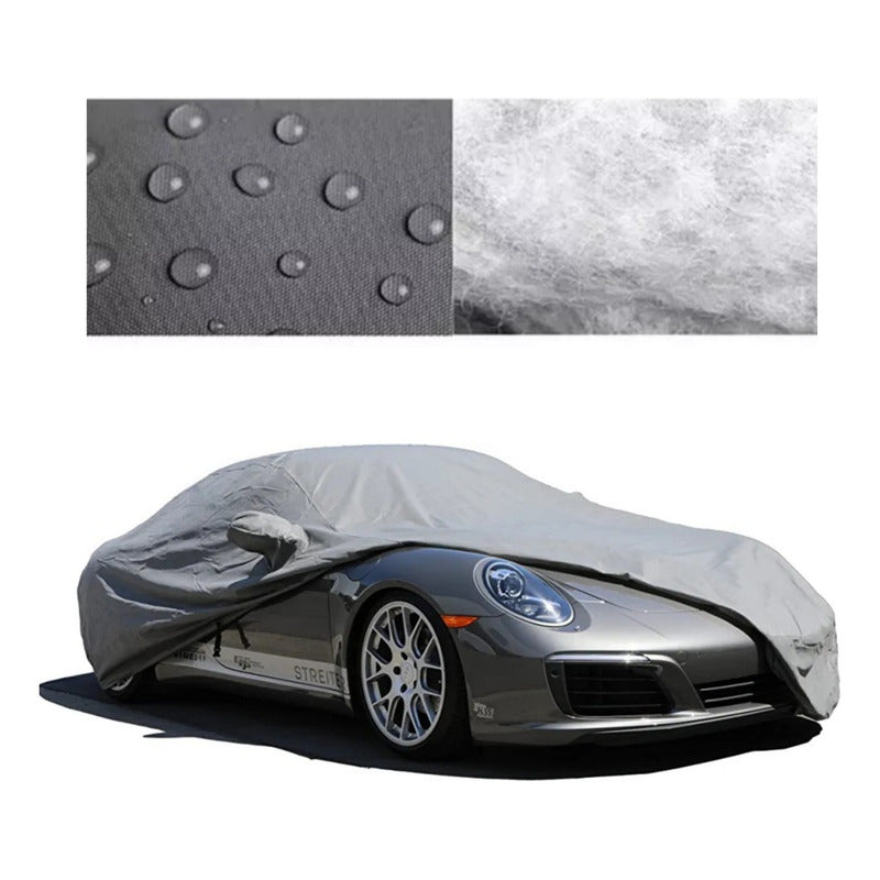 Cubre Auto Funda Cobertor Impermeable Anti Raya Cn Felpa L Gris Oscuro