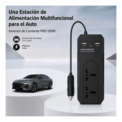 Adaptador Enchufe Inversor 12v/24v A 220v 150w Usb Usb C N16