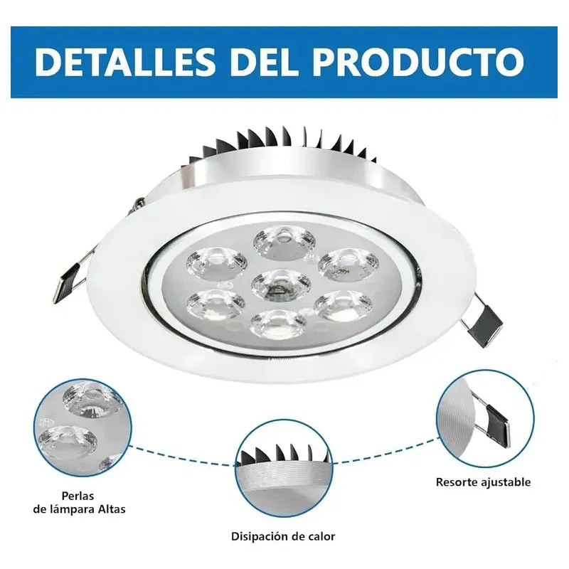 Foco Led Empotrable Redondo 7w Foco De Techo Embutido /r&c Luz Cálida 3000-3200k 22048