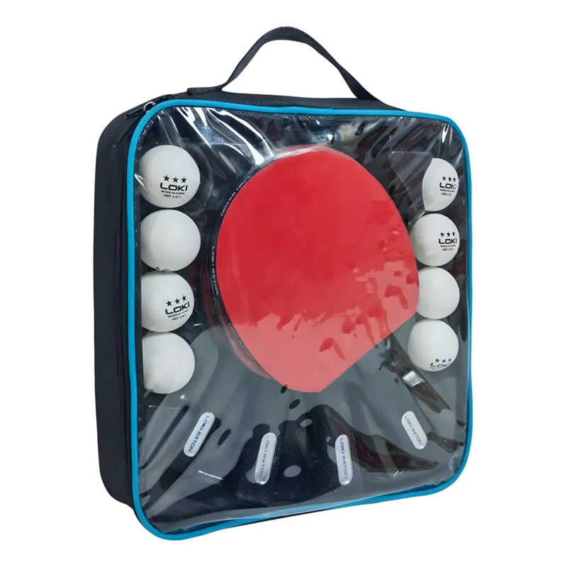 Set Ping Pong 4 Paletas + 8pelotas +estuche Kit Tenis Mesa Rojo/negro Fl (cóncavo)