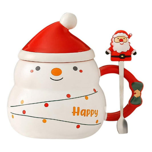 Taza De Navidad Decorativa Con Tapa Gorro Pascuero Cuchara
