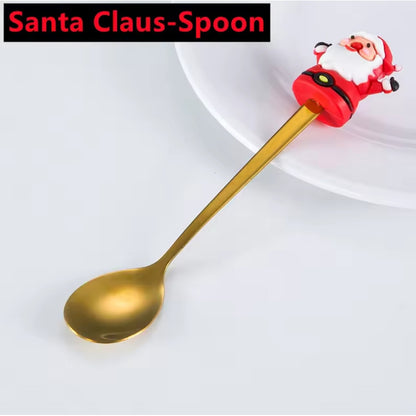 X6 Set Servicios Navideños Cuchara Tenedor Decoración Navida