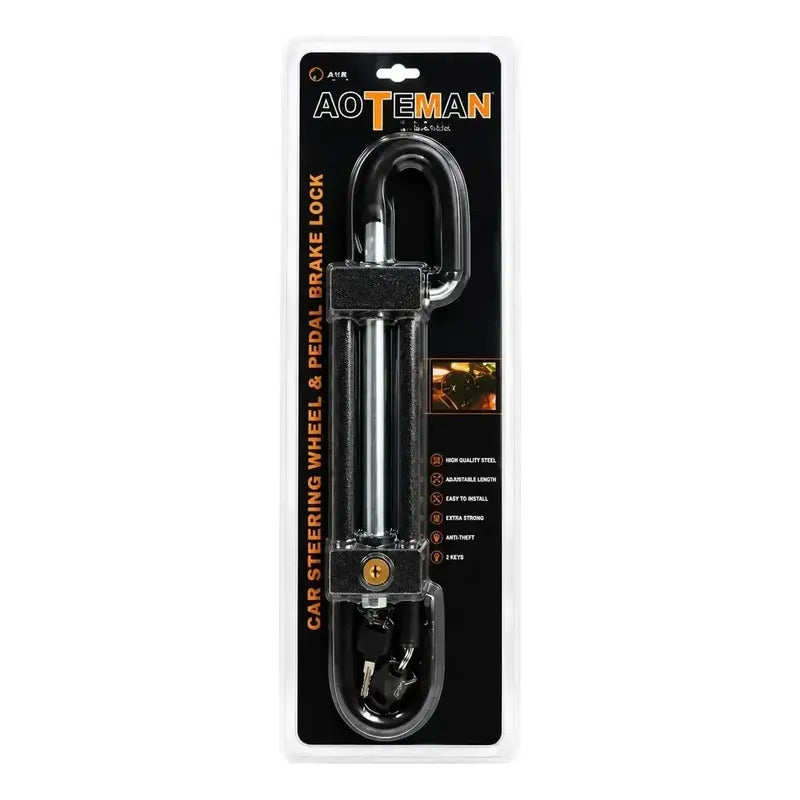 Traba Volante Y Pedal Antirrobo + Llave Seguridad Auto /r&c Oscuro 13283
