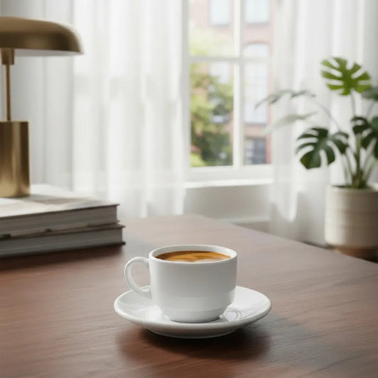 Pack 6 Tazas Espresso De Cerámica Blanca Con Platillo De 90 Ml Blanco Taza Espresso Apilable Loza