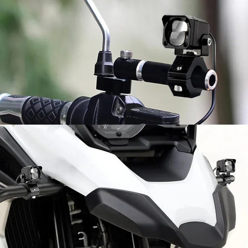 Mini Neblinero Led Bicolor Con Lupa Foco Para Auto Y Moto Blanco/amarillo 13206