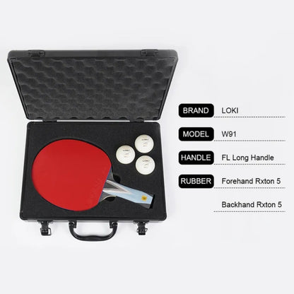 Paleta Profesional Loki W9102 Tenis De Mesa + Estuche Pelota Celeste Fl (cóncavo)