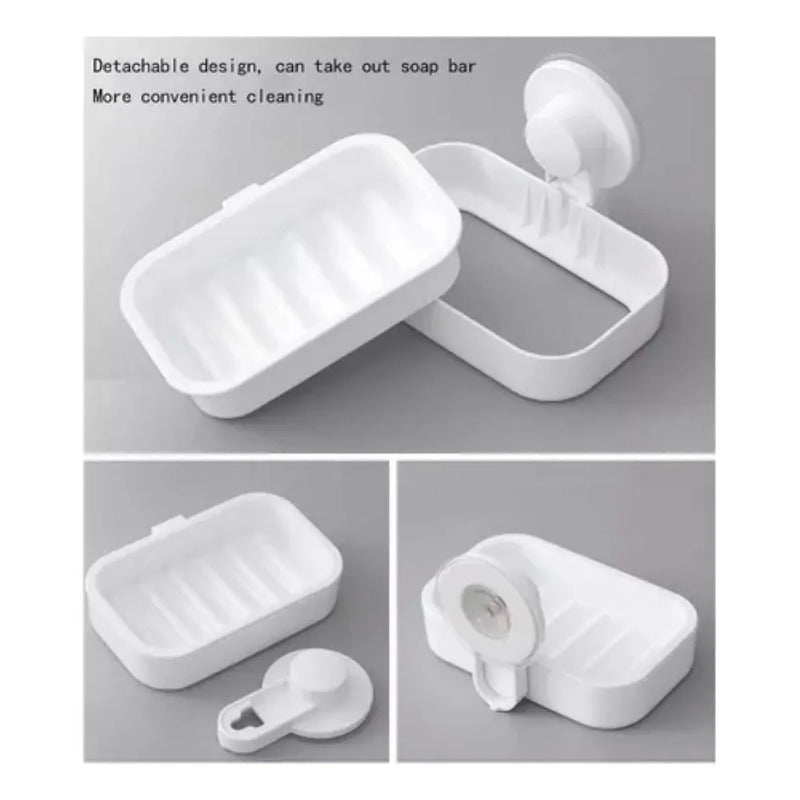 Jabonera Con Ventosa Fuerte Soporte De Pared Para Jabón Blanco 30132