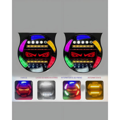 X2 Focos Led Rgb Cn Ojos Multifunción Devil Eyes Freno12/24v