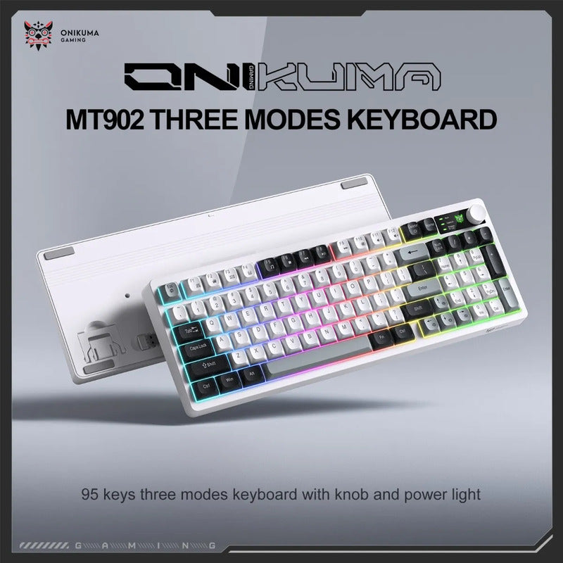 Teclado Gamer Onikuma Mt902 Blanco 3modo Conexión Silencioso Blanco Mt902 Inglés Us