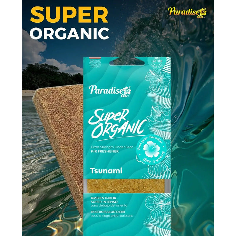 Ambientador Super Organic Aromatizante Paradise Air Auto Cas Madera Tsunami