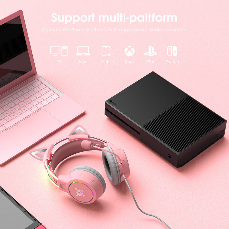 Audífonos Gamer Orejas Gato Onikuma X15 Pro Comp. Pc Ps4 Ps5