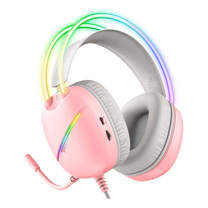 Audifono Gamer Onikuma X33 Conexión Usb Y Tipo C Luz Rgb X33 Rosa