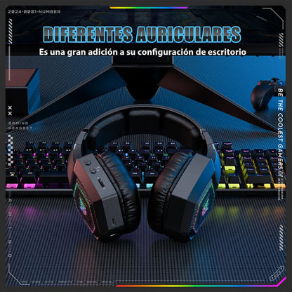Auriculares Gamer Inalámbricos Onikuma Bluetooth Gt806 Con Luz Led Color Negro