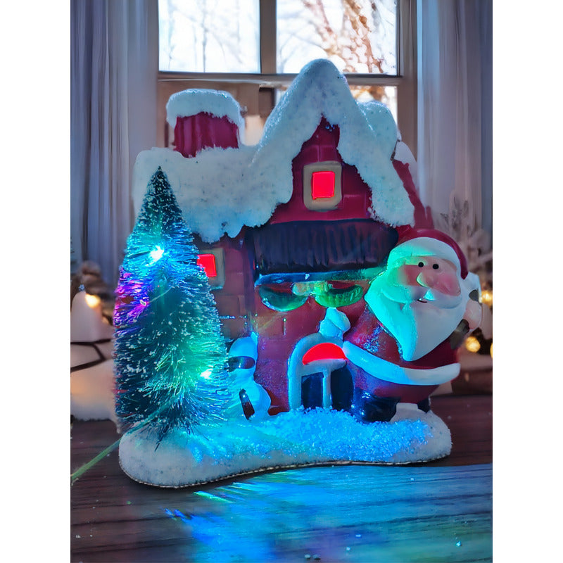 Villa De Navidad Mini Con Luz Casa Navideña Con Luz Y Árbol