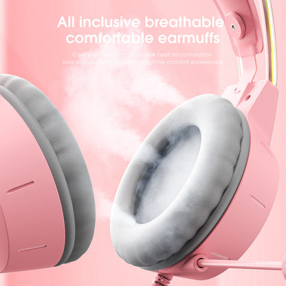 Audífonos Gamer Rosa Ciervo Onikuma X15 Pro Comp. Pc Ps4 Ps5