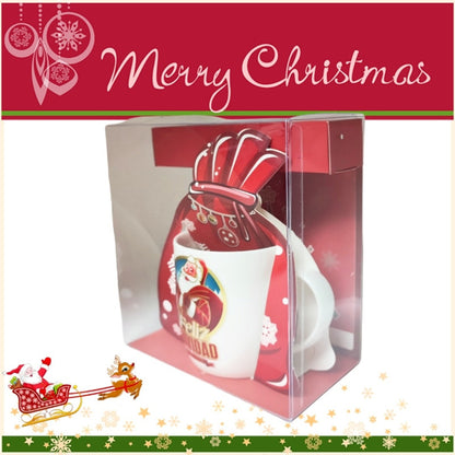 Taza De Navidad Con Tapa Santa Claus Tazón Navideño Cartoon