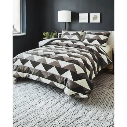 Plumón Cobertor Cubrecama Plush Chiporro Funda 2p Diseños Gris Mod12 Zigzag