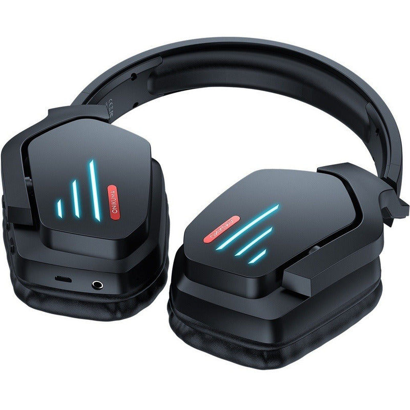 Audifonos Diadema Gamer Onikuma B60 Negros Bluetooth Luz Led Negro