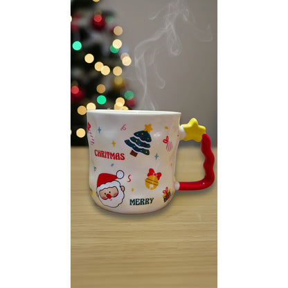 Taza De Navidad Con Agarre Árbol De Navidad 380ml Mug Lindo