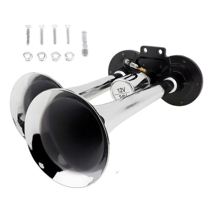 Bocina De Aire Electrica Doble Trompeta 12v-24v Auto Camión